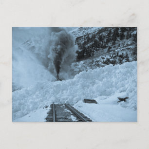 Carte Postale Traces de train d'avalanche Vintage