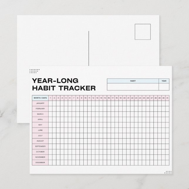 Carte Postale Tracker Habit d'une année (Devant / Derrière)