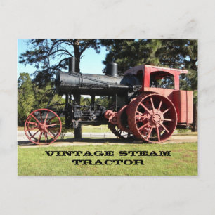 Carte Postale Tracteur à vapeur vintage - En couleur.