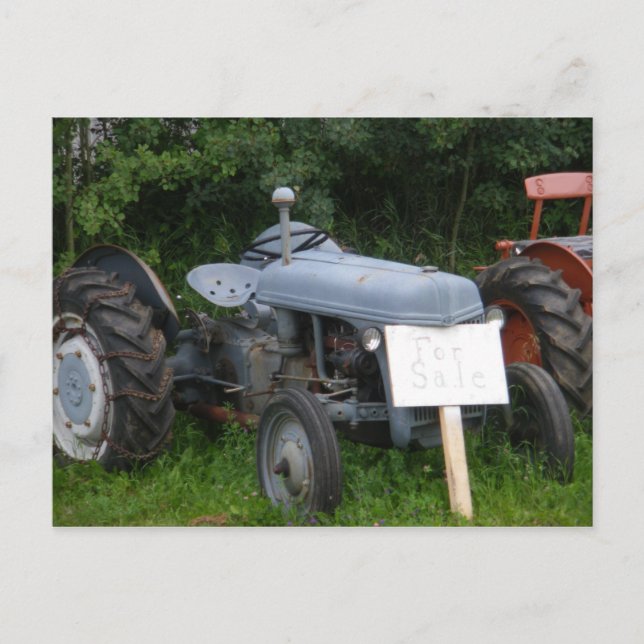 Carte Postale Tracteur bleu vintage (Devant)