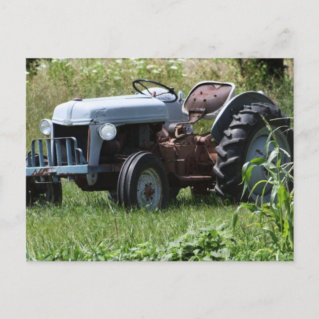 Carte Postale Tracteur dans un champ (Devant)