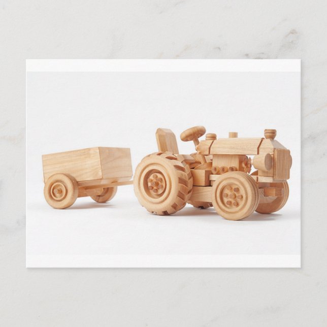 Carte Postale tracteur en bois (Devant)