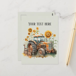 Carte Postale tracteur fermier vieux cool ajouter du texte
