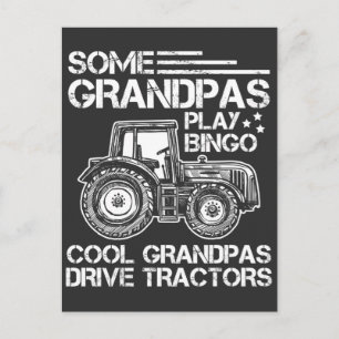 Carte Postale Tracteur Grand-père Fermier Ranch Grand-parents