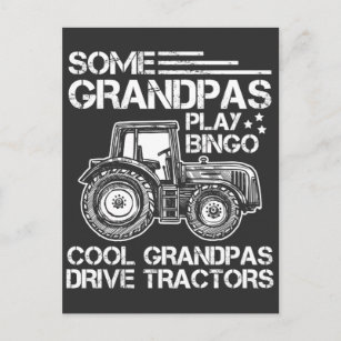 Carte Postale Tracteur Grand-père Fermier Ranch Grand-parents