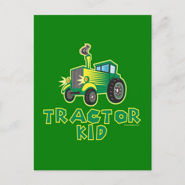 Carte Postale Tracteur Kid, vert (Devant)