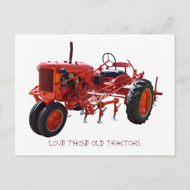Carte Postale Tracteur rouge vintage (Devant)