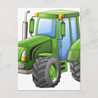 Carte Postale tracteur vert avec grandes roues