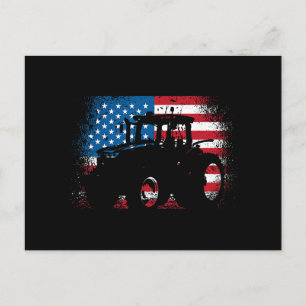 Carte Postale Tractor USA Drapeau design pour Patriotic Farmer
