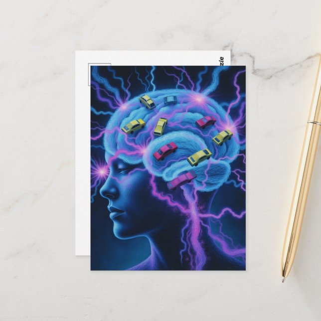 Carte Postale Traffic Jam in The Brain Surreal (Devant/Arrière en situation)