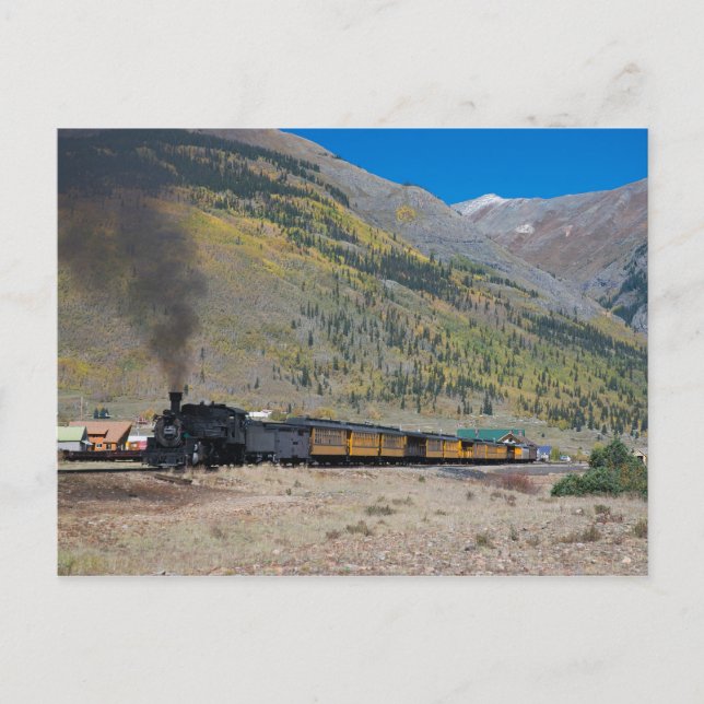 Carte Postale Train à vapeur quittant la ville (Devant)