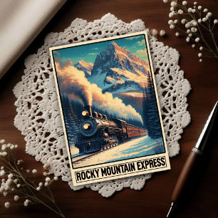 Carte Postale Train à vapeur vintage dans un paysage de montagne