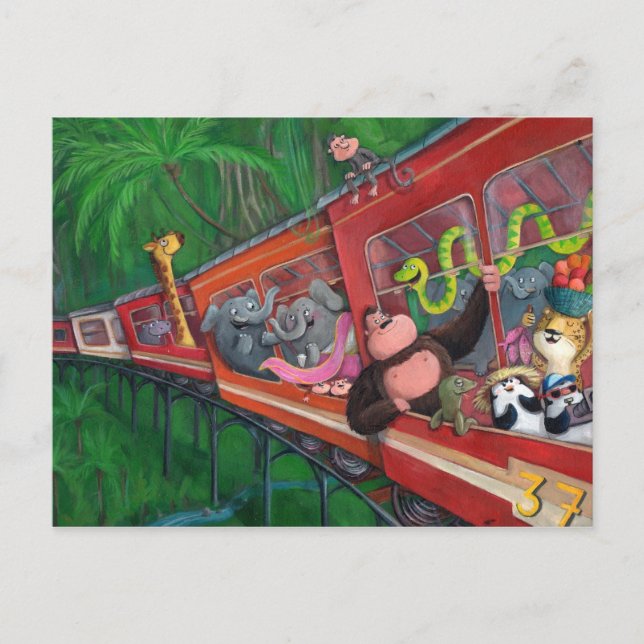 Carte Postale Train Animal Jungle (Devant)