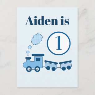 Carte Postale Train Blue Choo Choo