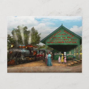 Carte Postale Train - Catskill, NY - En attente de départ 1902