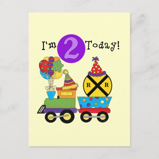 Carte Postale Train d'anniversaire 2e T-shirts et cadeaux d'anni (Devant)