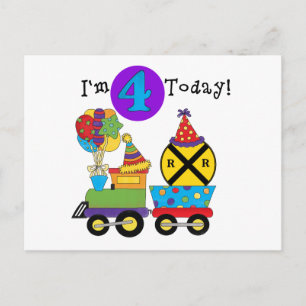 Carte Postale Train d'anniversaire 4e Anniversaire Tshirts et ca