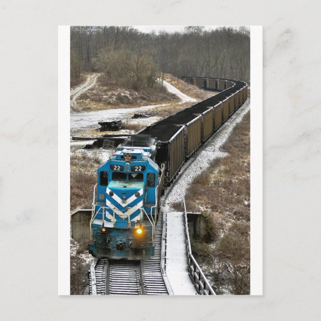 Carte Postale Train de charbon en hiver (Devant)