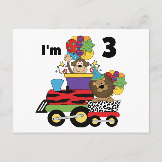 Carte Postale Train de la Jungle 3e Anniversaire Tshirts et cade (Devant)