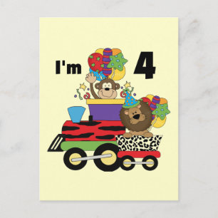 Carte Postale Train de la Jungle 4ème Anniversaire Tshirts et ca