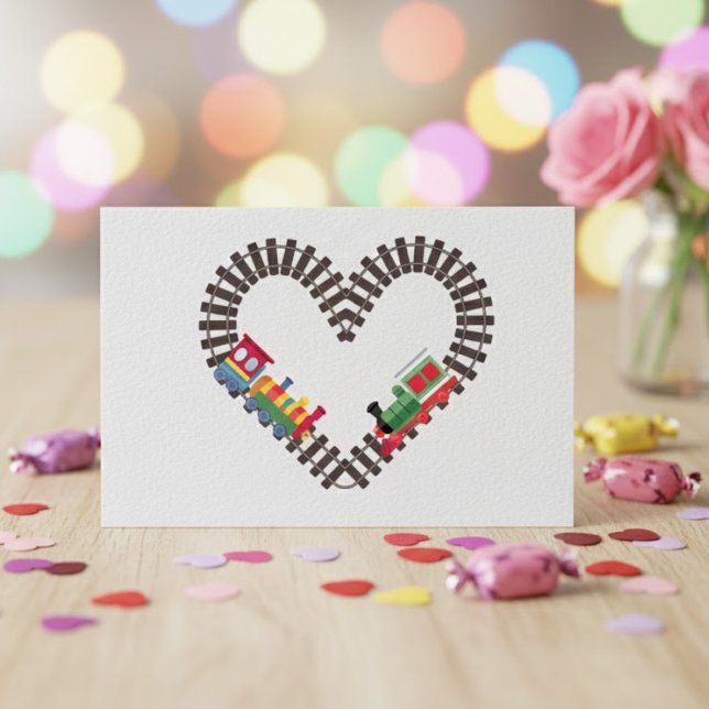 Carte Postale Train de la Saint-Valentin Chemin de fer Cœur  (Créateur téléchargé)