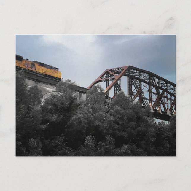 Carte Postale train de locomotives traversant le pont thebes (Devant)