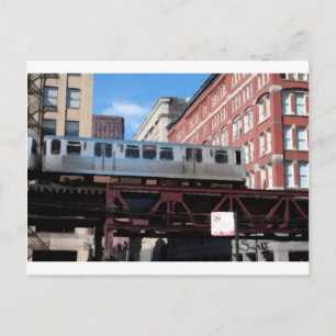 Carte Postale Train de métro aérien de Chicago