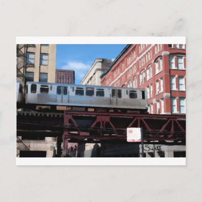 Carte Postale Train de métro aérien de Chicago (Devant)