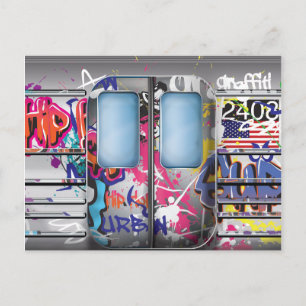 Carte Postale Train de métro graffiti