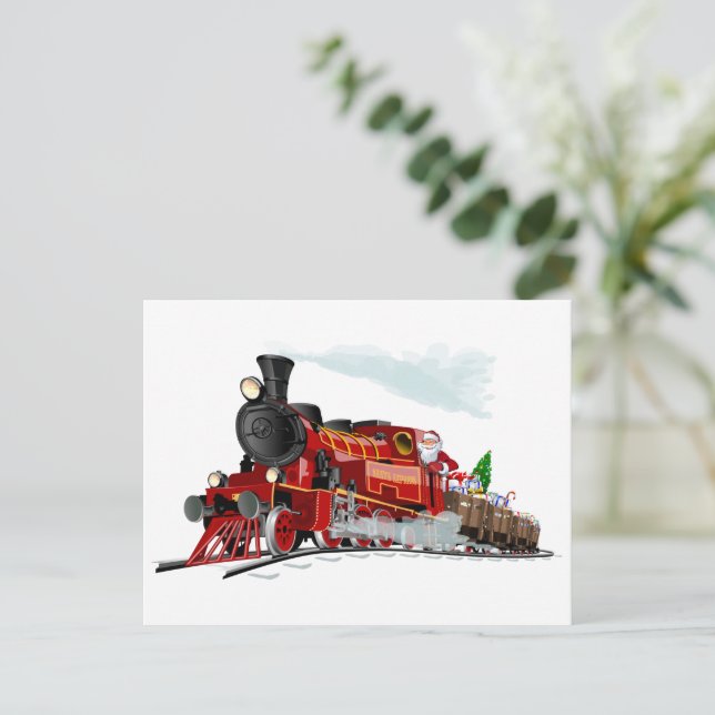 Carte Postale Train de Noël de dessin animé (Debout devant)