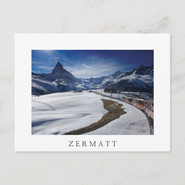 Carte Postale Train ferroviaire Gornergrat et Matterhorn à Zerma (Devant)