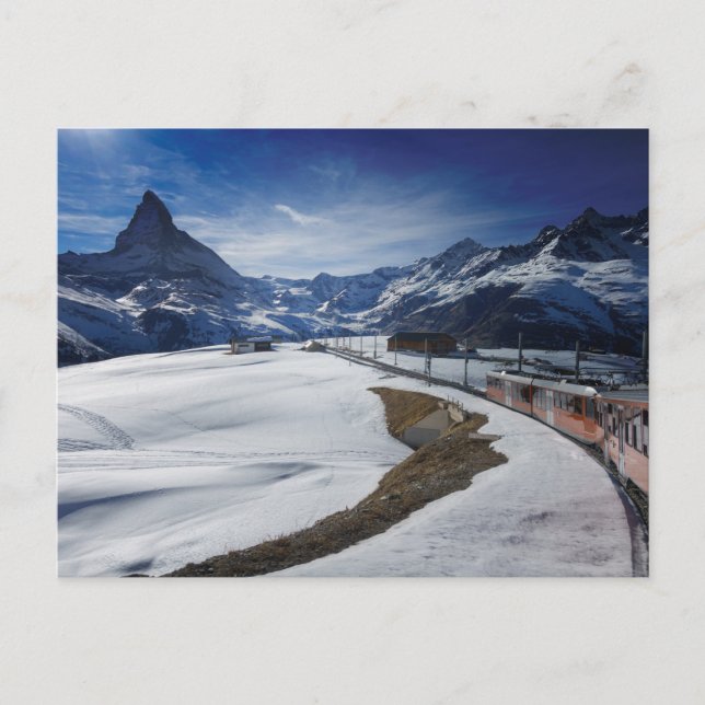 Carte Postale Train ferroviaire Gornergrat et Matterhorn à Zerma (Devant)