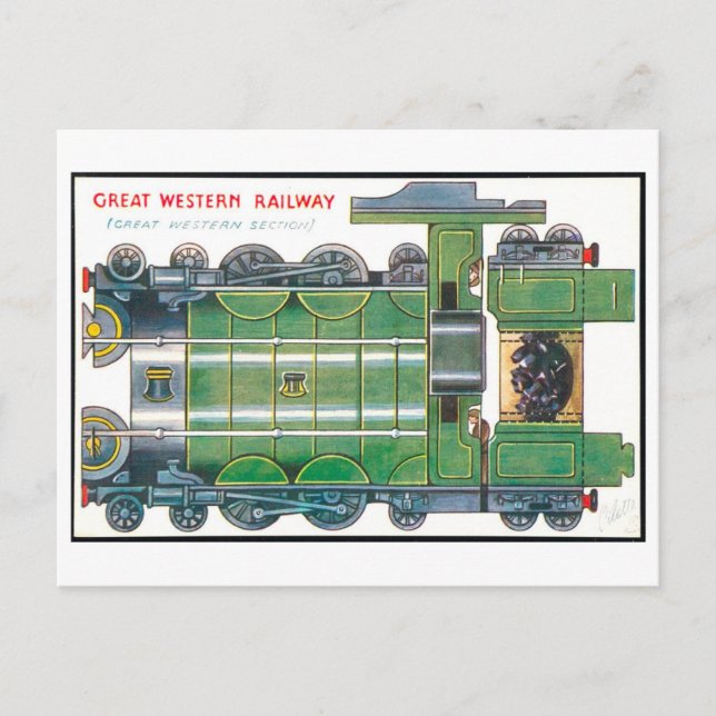 Carte Postale Train Jouet en Papier de Style Rétro -- Great West (Devant)