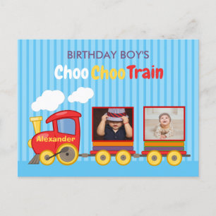 Carte Postale Train Jouet Toddler Boy Birthday Blue
