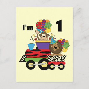 Carte Postale Train Jungle 1er Anniversaire T-shirts et cadeaux