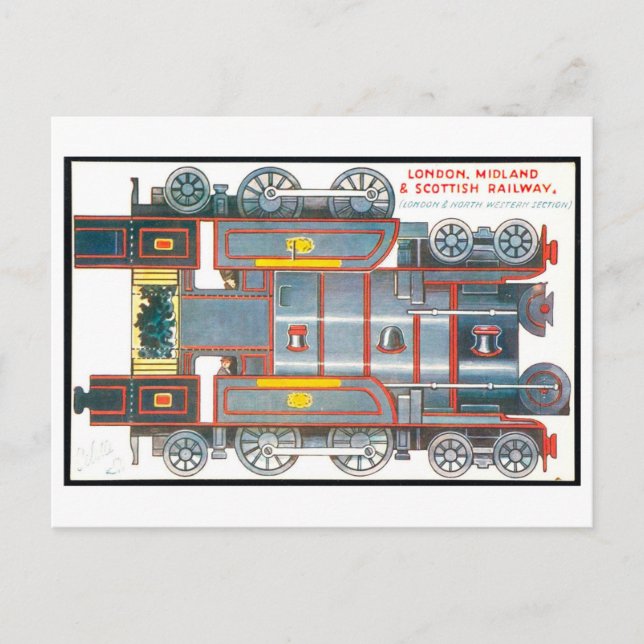 Carte Postale Train miniature en papier de style rétro--Angleter (Devant)