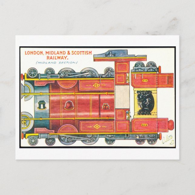 Carte Postale Train miniature en papier de style rétro--Angleter (Devant)