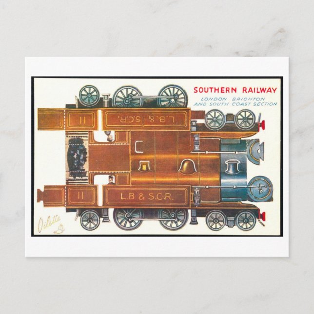 Carte Postale Train miniature en papier de style rétro -- Southe (Devant)