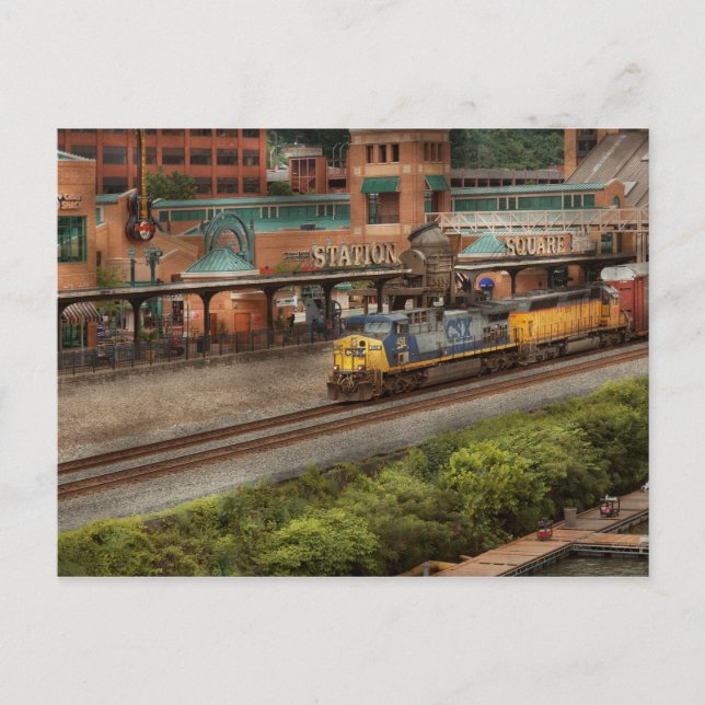 Carte Postale Train - Pittsburg, PA - Carré de gare (Devant)