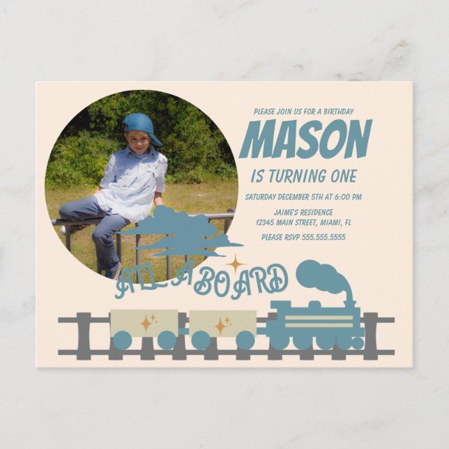 Carte Postale Train Rétro Fête d'anniversaire Enfants Terre  Pho (Devant)