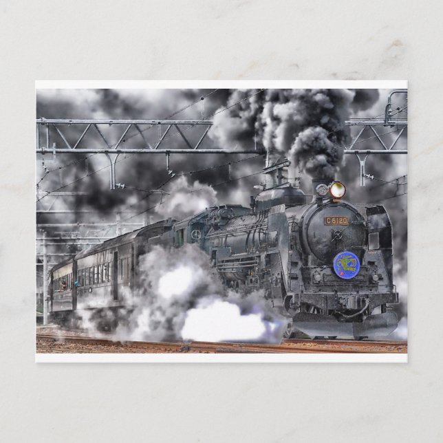 Carte Postale Train Steam Railroad Steampunk Engine Destinée (Devant)