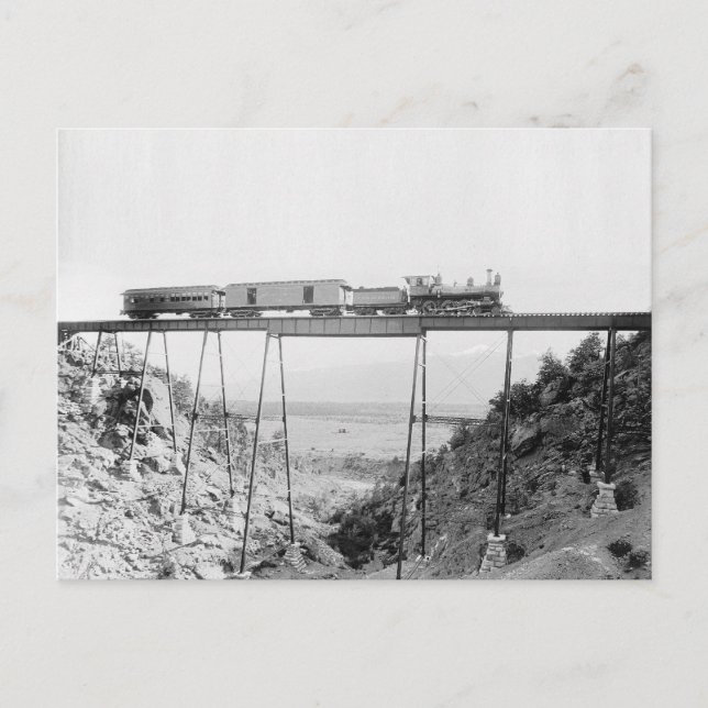 Carte Postale Train traversant un pont élevé, 1890 (Devant)