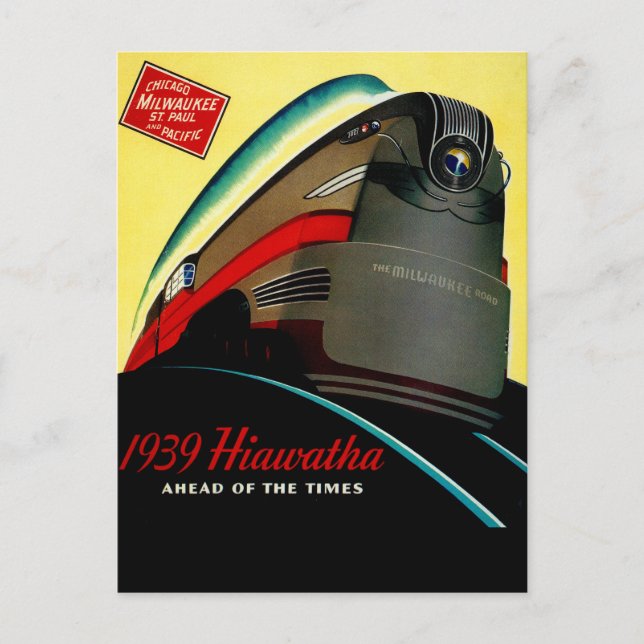 Carte Postale Train vintage Hiawatha rationalisé (Devant)