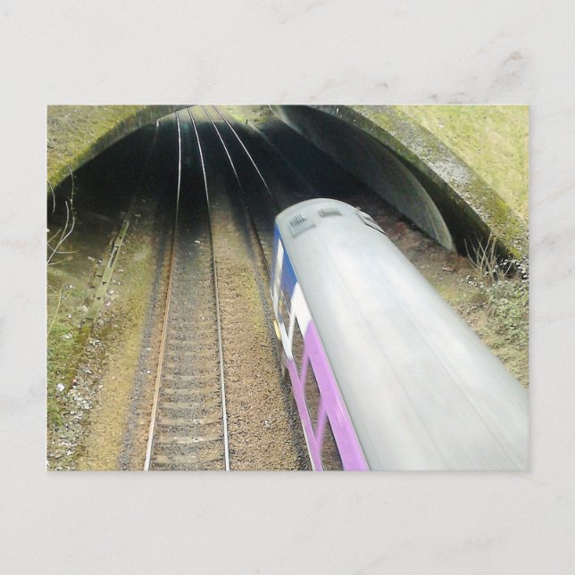 Carte Postale Train violet, Traces ferroviaires, Tunnel, Voyage (Devant)