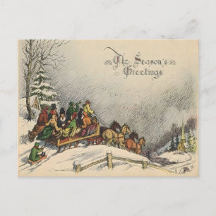Carte Postale Traîneau de Noël vintage
