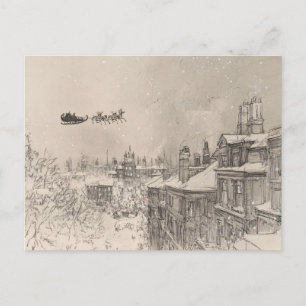Carte Postale Traîneau de Père Noël Vintage – Noël Cosy
