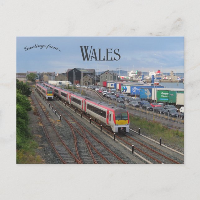 Carte Postale Trains à Holyhead au Pays de Galles (Devant)