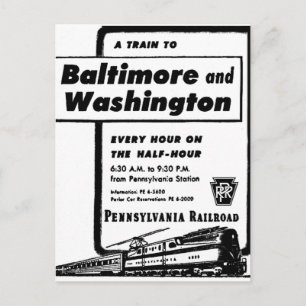 Carte Postale Trains horaires des chemins de fer de Pennsylvanie