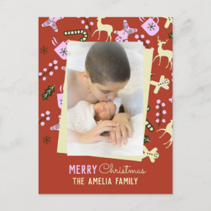 Carte Postale Traitements de Noël Fête Festive Photo de Famille 