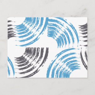 Carte Postale Traits de pinceau abstraits bleus modernes, cool e
